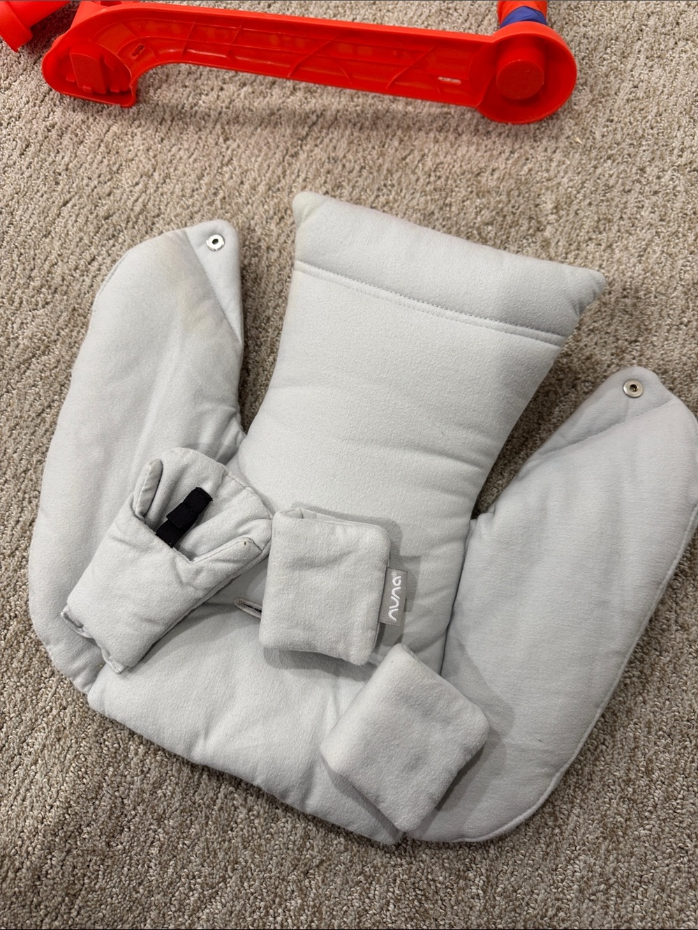 Nuna Light Gray Infant Support Insert Pad - Plush Head & Body Cushion